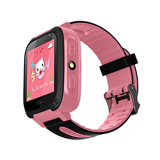 TDH Kids GPS Smartwatch, Anti-lost Smart Watch for Children Girls Boys Compatible for iPhone Android (Pink)