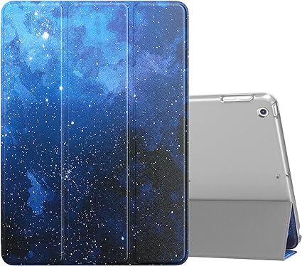 MoKo Case Fit 2018/2017 iPad 9.7 5th/6th Generation, Slim Lightweight Smart Shell Stand Cover with Translucent Frosted Back Protector Fit iPad 9.7 2018/2017, Auto Wake/Sleep, Blue Starry Sky