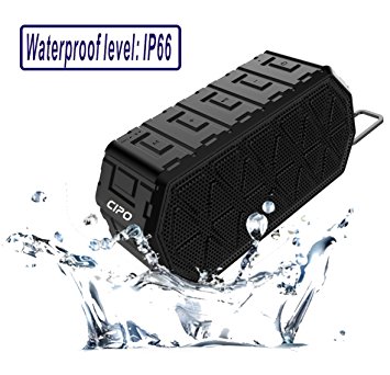 Waterproof Bluetooth Speaker, CIPO Wireless Portable Speakers with 5W*2 Dual-Driver Stereo Sound, Built-in Mic, Enhanced Bass with 24-Hour Playtime and 66-Foot Bluetooth Range for Shower and Outdoor, Compatible with Bluetooth Smart Devices and Computer