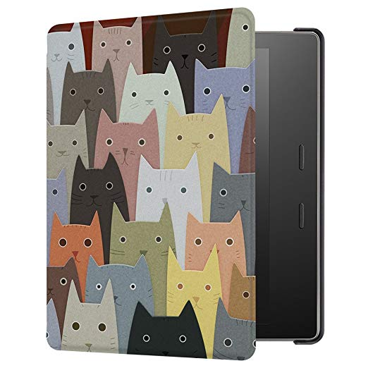 Huasiru Painting Case for Kindle Oasis 2017/2019 (7 inches, 9th/10th Gens) Cover with Auto Sleep/Wake, Cats