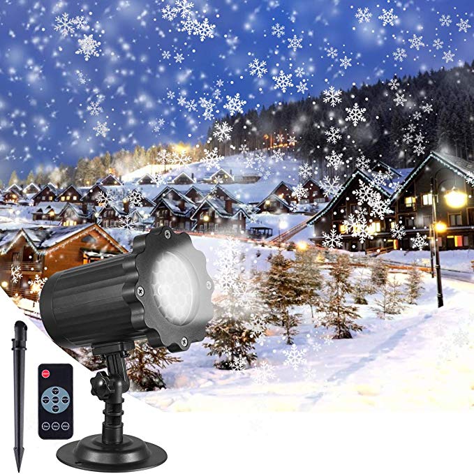 New Year Projector Lights Outdoor, LED Snowfall Waterproof Projection Lights Snow Light with Remote Sparkling Landscape Decorative Lighting Xmas Christmas Holiday Party