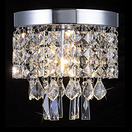 Mini Style Crystal Chandelier, 1 Light Modern Flush Mount Ceiling Light, W7.9" X H7.9" Chandelier Lighting Fixture for Banquet Hall,Kitchen, Hallway, Bar, Dining Room, Bedroom