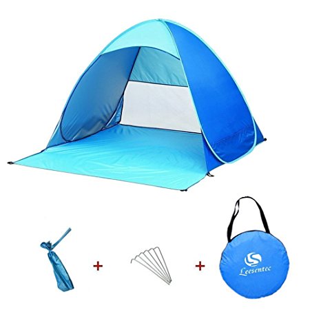 Leesentec Easy pop up Beach Tent Outdoor Tent Portable Cabana Sun Shelter Sun Shade Protective Anti Uv Sport Shelter Camping Shelter Beach Umbrella for Outdoors with Carry Bag (Blue)