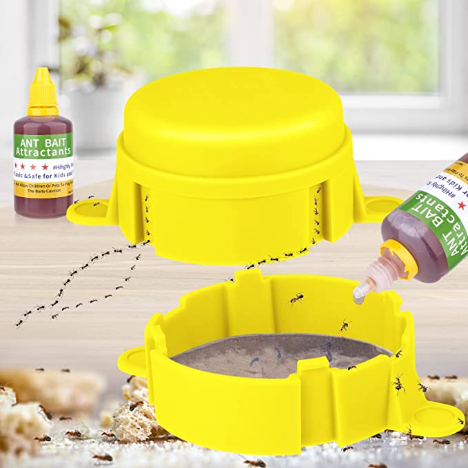 Ant Killer Traps Indoor,Liquid Ant Baits Indoor Outdoor,Reusable Ant Traps Indoor,Safe and Non-Toxic Liquid Ant Bait Traps,Ants Killer for House,Kitchen,Garage,Garden,Windowsill(Yellow)