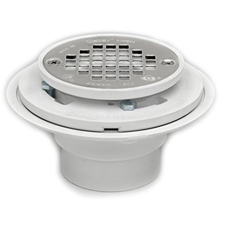 Oatey 42213 PVC Drain with Stainless Steel Strainer for Tile Shower Bases, 2-Inch or 3-Inch