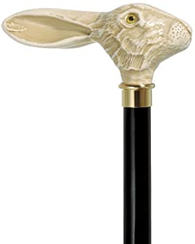Jack Rabbit Walking Cane in White Ivory Style Imported from Italy