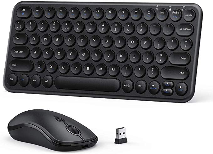 Wireless Keyboard and Mouse, 2.4GHz Ultra Slim Rechargeable Keyboard and Mouse Combo with Nano USB Receiver for Laptop, Windows 10, PC, Computer, Desktop - QWERTY UK Layout