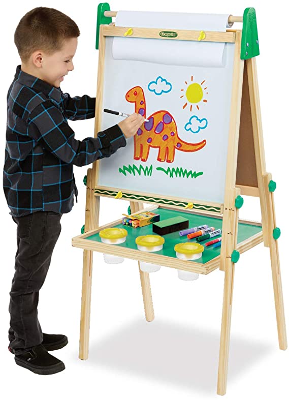 Crayola Kids Wooden Easel, Dry Erase Board & Chalkboard, Gift for Kids, Ages 4, 5, 6, 7