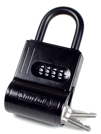 ShurLok SL-200W 4 Dial Numbered Key Storage Combination Lock Box, Black