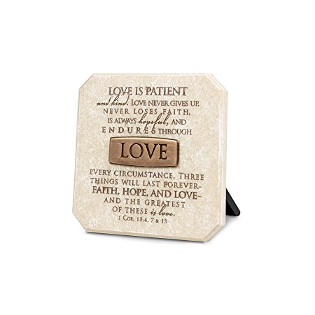 Lighthouse Christian Products Love Title Bar Plaque, 3 3/4 x 3 3/4", Bronze