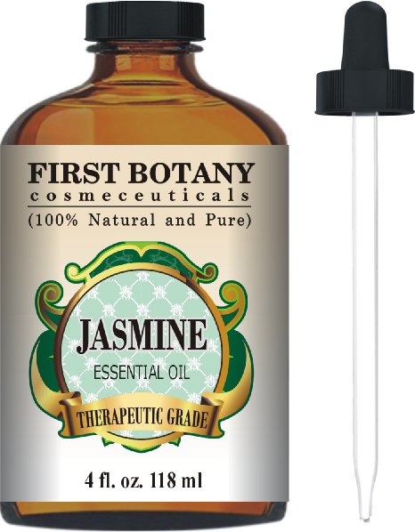 Jasmine Essential Oil 4 fl oz With a Glass Dropper - 100 Pure and Natural with Premium Quality and Therapeutic Grade - Ideal for Aromatherapy and Maintaining Healthy Skin