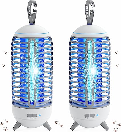 Cordless Bug Zapper Outdoor & Fly Zapper Indoor & Wireless Mosquito Zapper Portable Camping Bug Zapper Fly Trap 2500mAh Bug Zapper Electric Trap Ideal for Fly Traps (White 2 Pack)