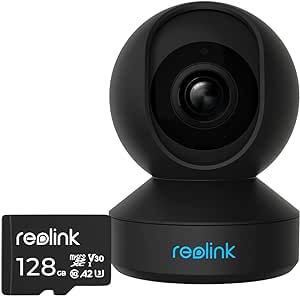 REOLINK 5MP WiFi Indoor Camera Bundle with 128GB MicroSD Card, 2.4/5Ghz WiFi, 3X Optical Zoom, 355 PTZ with Auto Tracking, Ideal for Baby Monitor/Pet Camera, Local Storage, Two-Way Talk