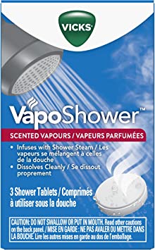 Vicks VapoShower, Shower Tablet, Shower Bomb, Aromatherapy Vapours, Eucaplytus & Menthol, Scented Vicks Vapour Steam, 3ct   (Packaging may vary)