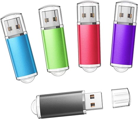 Vansuny 5Pack 64GB USB Flash Drive USB 2.0 Thumb Drives Memory Sticks Pen Drives Zip Drives, 5 Colors (Black Blue Red Green Purple)