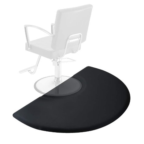 Saloniture 3 ft x 5 ft Salon and Barber Shop Chair Anti-Fatigue Floor Mat - Black Semi Circle - 58 in Thick