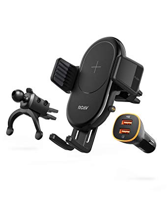 Roav W1 Fast Wireless Car Charger with Air Vent Phone Holder, Qi-Certified, 7.5W for iPhone Xs Max XR XS X 8/8 Plus, 10W for Galaxy S10 S9 S8, Note 10 (Quick Charge Car Charger Included)