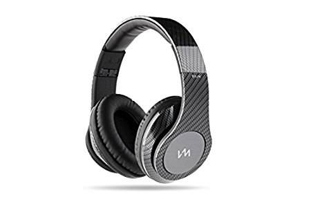 VM Audio Elux Over Ear DJ Stereo MP3 iPhone Bass Headphones - Carbon Fiber/Black