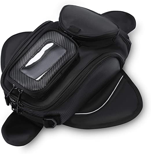 Universal Motorcycle Tank Bag Waterproof Magnetic Waterproof Motorcycle Motorbike Bag for Honda Yamaha Suzuki Kawasaki Harley (Black, 13.7" * 6.7" * 3.9", Small)