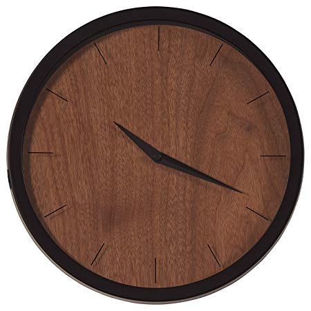 Rivet Modern Minamalist Wood-Face Clock, 12"H, Walnut