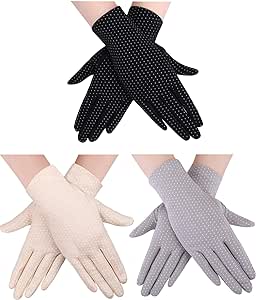 Boao 3 Pairs UV Gloves Sun Protection Women Driving Gloves Summer Sunblock Gloves for Driving Riding Outdoor