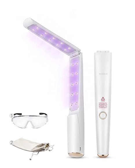 UV Light Sanitizer Wand, Portable UVC Light wand,UV Wand Rechargeable and Foldable UVC Light Disinfector for Home Family Travel with Goggle Safety Glasses