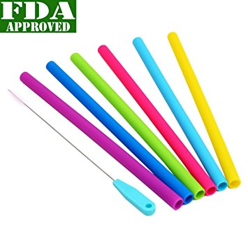 Reusable Straws FDA-approved Silicone Straws (x6) Reusable Kids Straw For RTIC Yeti Tumbler 30 20 Oz By 55CUBE