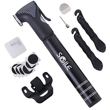 SGILE Bike Mini Pump with Presta and Schrader Vavle Bicycle Air Tire Pump with BONUS Repair Tool Kits for Mountain and Road Cycle