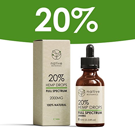 Native Botanics Organic Hemp Seed Oil Drops 20% (2000mg) – Full Spectrum, 100% Pure, Natural & CO2 Extracted Herbal Oil – Anti-inflammatory & Rich in Omega-3 & Omega-6 Fatty Acids to help relieve Pain, Stress & Anxiety – Researched & Developed in the UK