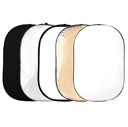 Phot-R 150x200cm Pro 5-in-1 5in1 Collapsible Professional Photography Portable Photo Studio Circular Light Reflector Panels - Gold, Silver, Black, White & Translucent Diffuser   Carry Case