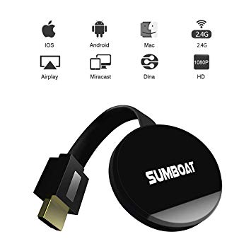 SUMBOAT WiFi Display Dongle 1080P Mini Receiver Wireless HDMI Dongle Sharing HD Video from iOS Android Laptops Support Airplay Chromecast Miracast