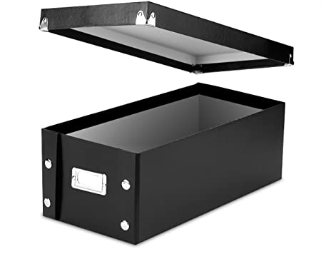Snap-N-Store DVD Storage Boxes, Set of 2 Boxes, Each 6" x 8.25" x 16.5" Inches, Holds up to 26 DVDs in Cases, Black (SNS01618)