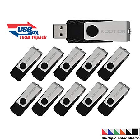 Wholesale Bulk USB Flash Drive 1GB Flash Drive 10 Pack Thumb Drive Flash Drives Swivel Memory Stick, Black