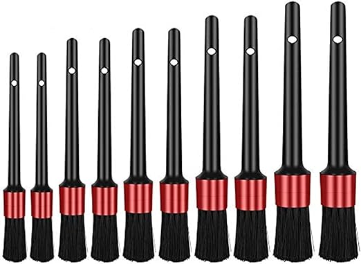 10pcs Car Detailing Brush, Soft Nylon Auto Car Detail Brush Set Premium Detailing Brushes Kit for Cleaning Car Seat, Interior, Exterior, Wheels, Engine, Air Vents (5 Sizes)