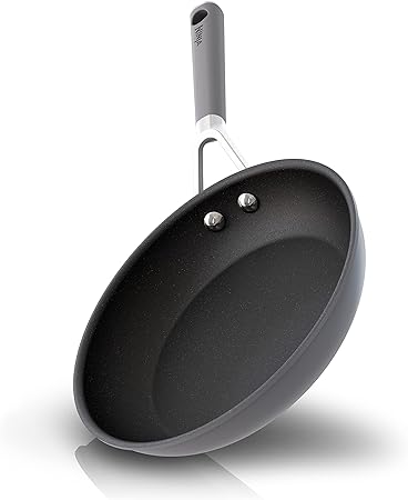 Ninja CW60020 NeverStick Comfort Grip 8" Fry Pan, Nonstick, Durable, Scratch Resistant, Dishwasher Safe, Oven Safe to 400°F, Silicone Handles, Grey