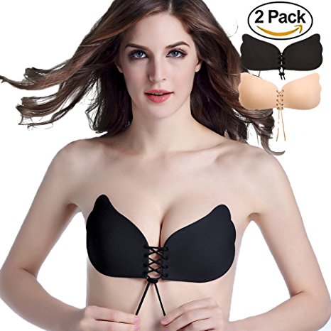 AVIGOR Women's Strapless Sticky Bra Self Adhesive Silicone Invisible Bras Reusable Backless Bras For Women Pack Of 2