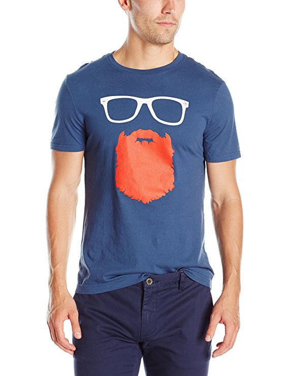 Original Penguin Men's Mustache and Beard Graphic Short Sleeve T-Shirt