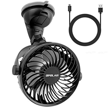 OPOLAR Mini Car & Desk Fan with Strong Suction Cup, High Airflow, Four Speeds, Powered Only by USB, Ideal for Sedan SUV RV Boat Auto Vehicles, Firmly Attached to Dashboard & Windshield, NO Battery