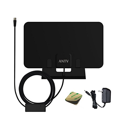 ANTV Digital Amplifier Indoor TV Antenna 50 Miles Range 360 Degree Reception with Table Stand and 10ft Coaxial Cable