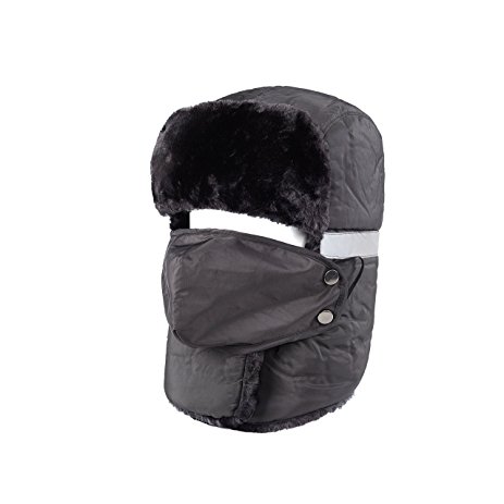 Cabf Winter Hat, Warm Hat, Trooper Trapper Hat with Reflective Strip and Windproof Mask, Unisex and thickened style.