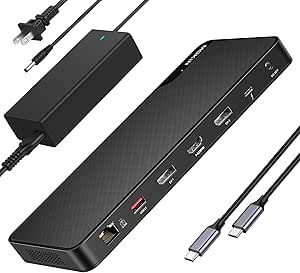 Thunderbolt 4 Dock USB C Docking Station 3 Monitors Thunderbolt Docking Station Dual Monitor with 4K@144Hz DP/HDMI, 40Gbps Thunderbolt 4, 5 x 10 Gbps USB A/C, 120w DC Power for Dell/HP/Lenovo/MacBook