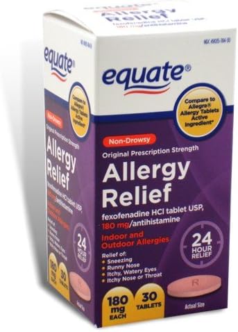 Equate - Allergy Relief - Fexofenadine 180 mg, 30 Tablets (Compare to Allegra Allergy)