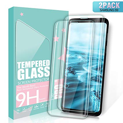 SGIN Galaxy S9 Screen Protector, [2Pack] Crystal Clear Premium Tempered Glass Film, 9H Hardness, Anti-Scratch, Anti-Fingerprint, Bubble Free, Easy Installation, for Samsung Galaxy S9 - Transparent