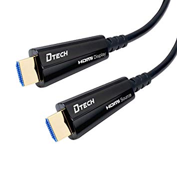 DTECH 15ft Fiber Optic HDMI Cable 4K 60Hz HDR 18Gbps High Speed Subsampling 4:4:4 4:2:2 4:2:0 in-Wall Rated - 5 Meters - Black