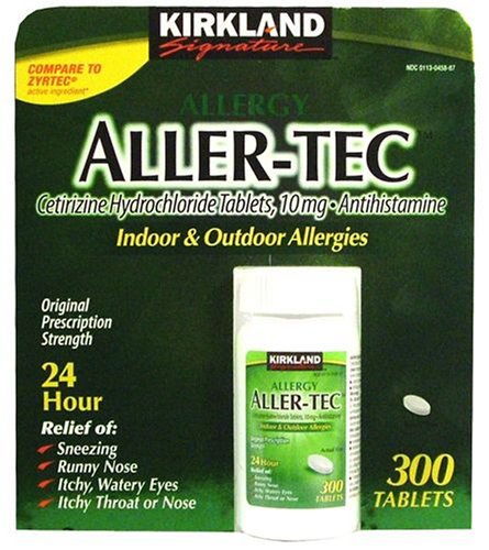 Kirkland Signature Aller-Tec-Cetirizine Hydrochloride Antihistamine 10mg, 300 Tablets