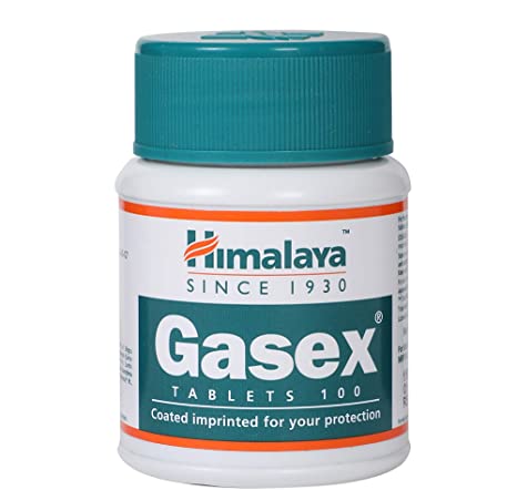 Gasex All Natural Digestive Support | Antiflatulent, Relieves Upset Stomach and Provides Bloating Relief | 100 Gluten-Free Tablets by Himalaya (Since 1930)