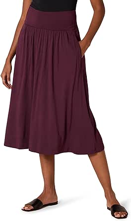 Amazon Essentials Women's Jersey Pull On Midi Length Skirt