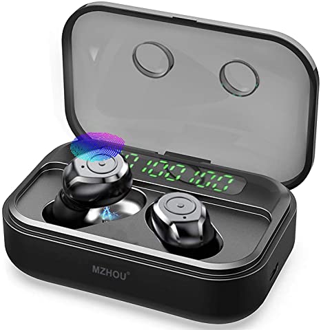 Waterproof Wireless Earbuds,IPX7 Waterproof in-Ear Wireless Earphones w/Mic,Bluetooth 5.0 Headphones with 120h Playtime,with Digital Intelligence LED Display 3500 mAH Charging Case, for Sport/Gym