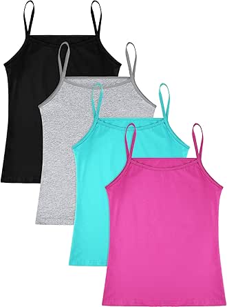 SATINIOR 4 Pieces Girls Dance Tank Top Sleeveless Spaghetti Strap Crop Tank Top for Dancewear