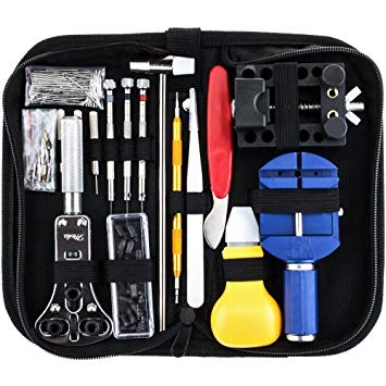 Kaisi Watch Repair Tools ,Watches Battery Replacement Screwdriver Kit Portable Watchmaker Back Case Opener Adjuster Remover Spring Bar Set (15 Pcs Watch Repair Set)